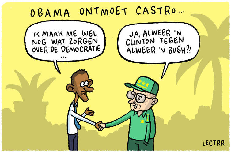 Castro ontmoet Obama